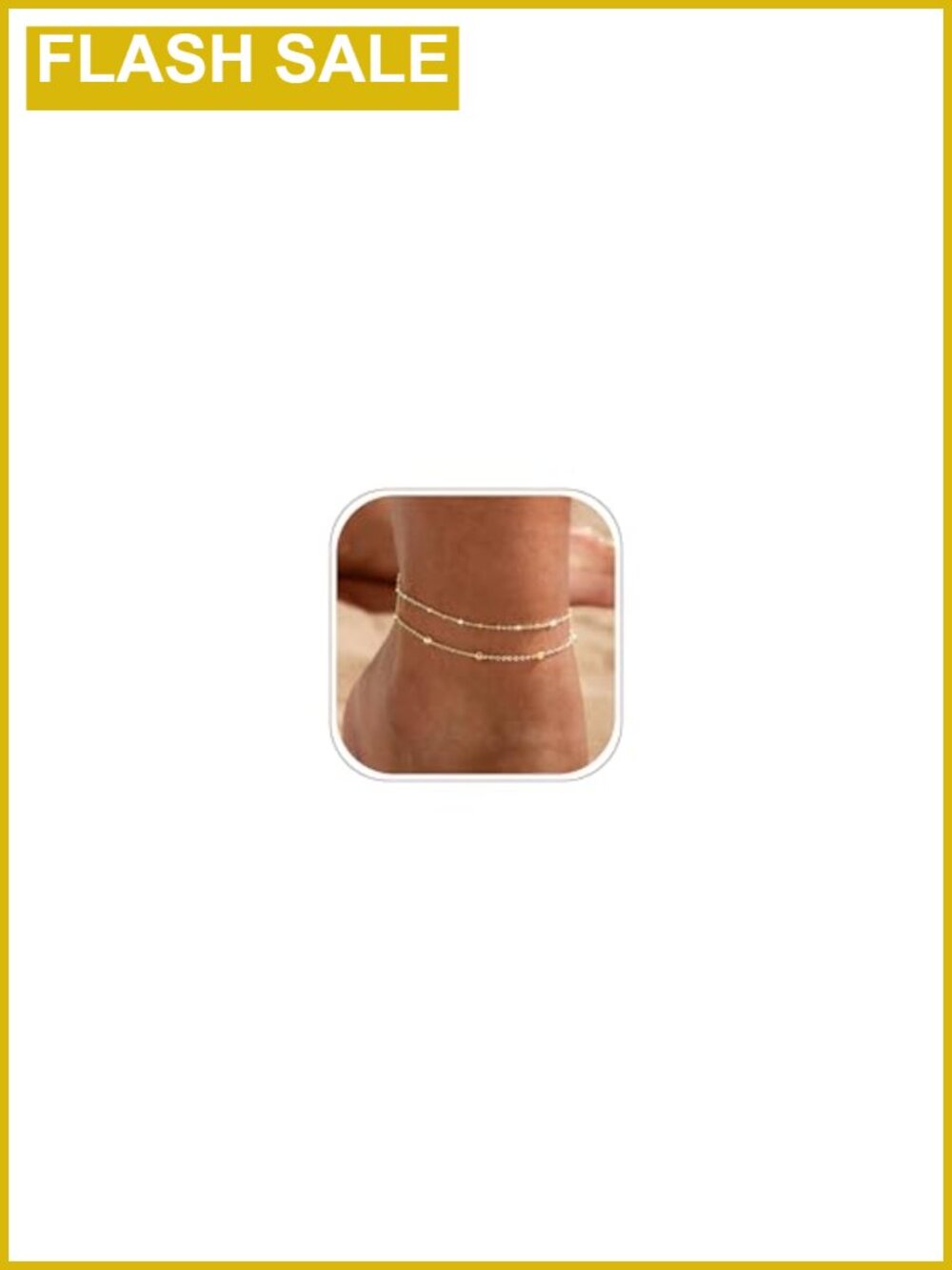 14K Gold Plated Waterproof Anklet Delicate Chain Women's Summer Beach Layering